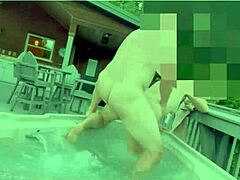 Hot tub sex with amateur couple caught in the act