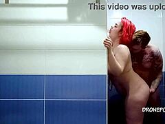 Hardcore sex in the bathroom with a fat redhead