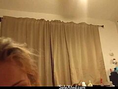Wife on the phone eating cum