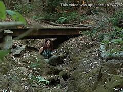 Fetish group sex in the woods with gagging and choking