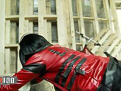 Roman Ryder's intense ride on a massive shaft in latex outfit
