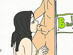 Indonesisches Cartoon-Mädchen bekommt animierten Blowjob und Cumshot