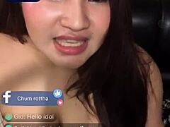 Khmer babe Ratha's big tits bounce in live show
