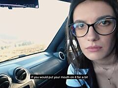 Blowjob-loving female police officer gets filmed having sex with a driver