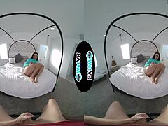 MilaMonet's oral sex skills put to test as step sister and stepson engage in hardcore VR porn