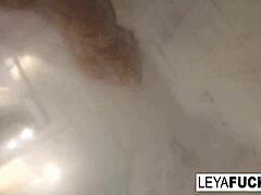 Leya Falcon's solo shower session with a camera