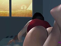 3D порно анимация включва чувствена сцена с ръчна работа и свирка