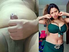 BDSM indien: une belle indienne aux gros seins rend hommage à du sperme