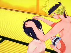 Naruto และ Sasuke ดื่มด่ํากับความสุขทางปากที่เย้ายวนในวิดีโอ Hentai นี้