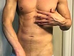 Gay jockstrap bulges hard on webcam show