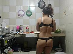 Secretly recorded video of my wife's curvy backside as she cooks, igniting a desire for intimacy - Spanish space porn