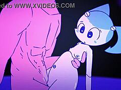 Robot de dibujos animados recibe sexo anal con gas