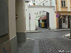 A Czech blonde gives a blowjob and has sex with another man