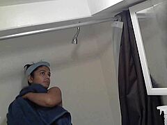 Secretly recorded shower with an Arab MILF and her big, Indian tits