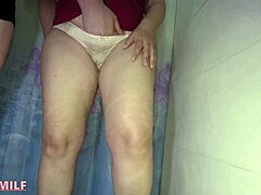 Mature beauty reaches orgasm and urinates on herself while wearing panties