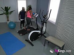 Andrea films a secret video with her gym instructor for a large African-American penis