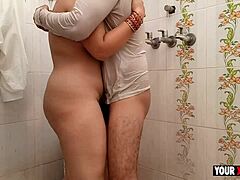 Chubby stepmom helps ladka cool off with hot and wild bathroom action