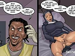 Црне монахиње доживљавају свој први сусрет са великим црним пенисом у стрипу