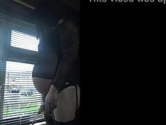 Bisexual crossdresser gets milking in public by the window