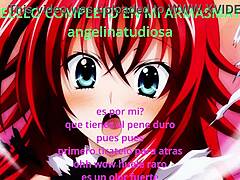 Tu compañera de estudio Rias Gremory te enseña cómo darte placer con hentai anime